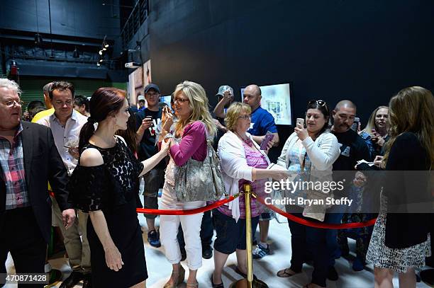 Actress Priscilla Presley attends the ribbon-cutting ceremony during the grand opening of "Graceland Presents ELVIS: The Exhibition - The Show - The...