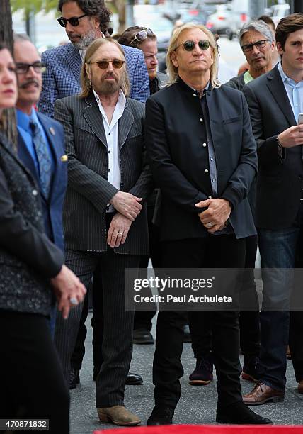 Musicians Tom Petty and Joe Walsh attend a ceremony honoring Jeff Lynne with a Star on The Hollywood Walk of Fame on April 23, 2015 in Hollywood,...