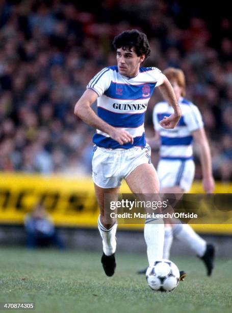 October 1984 - Football League Division One - Norwich City v Queens Park Rangers - John Gregory of QPR in action against Norwich City.