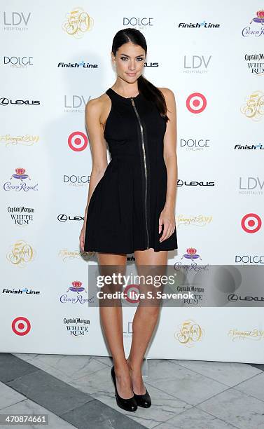 Model Lauren Mellor arrives at SI Swimsuit South Beach Soiree at The Gale South Beach on February 20, 2014 in Miami Beach, Florida.