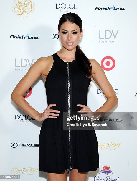 Model Lauren Mellor arrives at SI Swimsuit South Beach Soiree at The Gale South Beach on February 20, 2014 in Miami Beach, Florida.