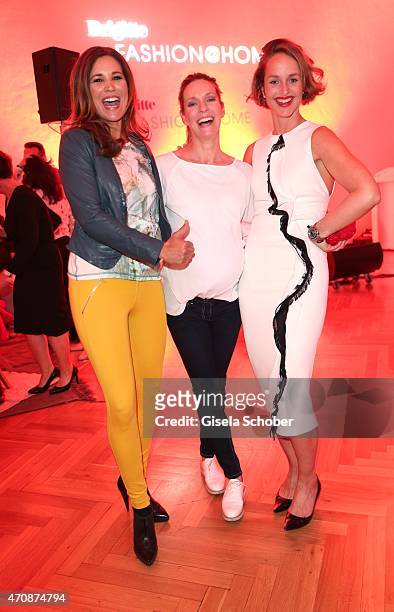 Karen Webb, Lisa Martinek and Lara Joy Koerner during the Brigitte Fashion @Home event on April 23, 2015 in Munich, Germany.