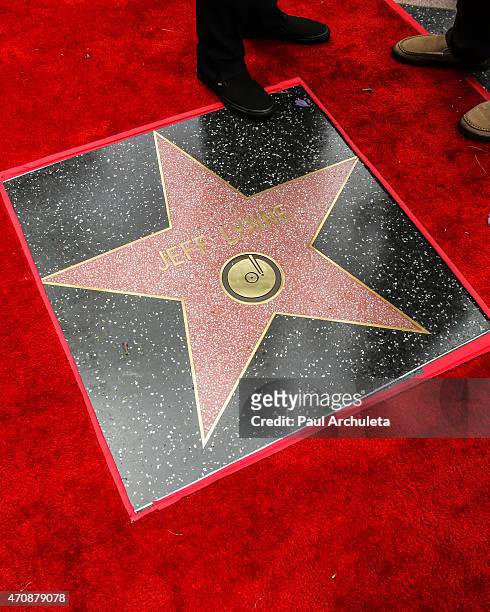 Musician Jeff Lynne's Star on The Hollywood Walk of Fame on April 23, 2015 in Hollywood, California.