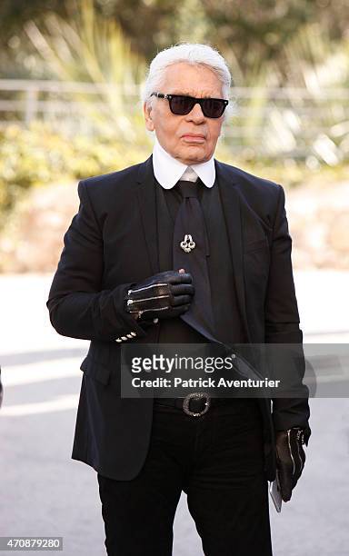 German designer Karl Lagerfeld during the opening of the 30th International Festival Of Fashion and Photography on April 23, 2015 in Hyeres,...