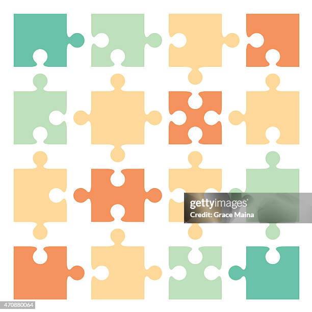jigsaw puzzle pieces - vector - puzzle with missing piece clip art stock illustrations