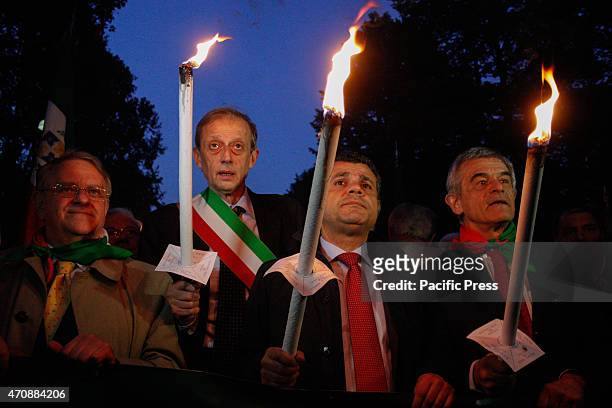 Torchlight for the 70th anniversary of the Liberation of Italy. April 25 is the symbol of the victorious struggle of resistance and military policy...
