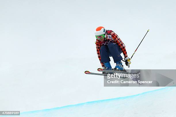 Georgia Simmerling of Canada competes in the Freestyle Skiing Womens' Ski Cross Seeding on day 14 of the 2014 Winter Olympics at Rosa Khutor Extreme...