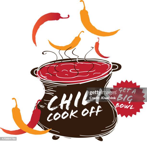 cute blue chili pot cookoff event   icon design - chili cookoff stock illustrations