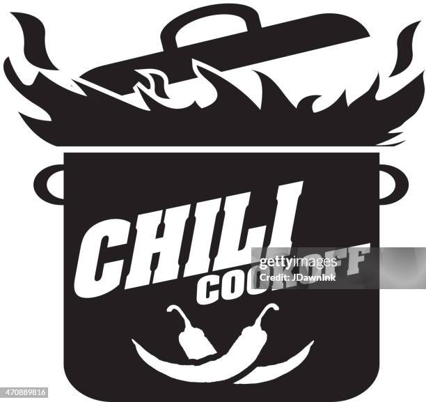 cute blue chili pot cookoff event   icon design - cooking contest stock illustrations