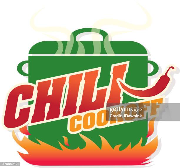 cute blue chili pot cookoff event   icon design - chili cookoff stock illustrations