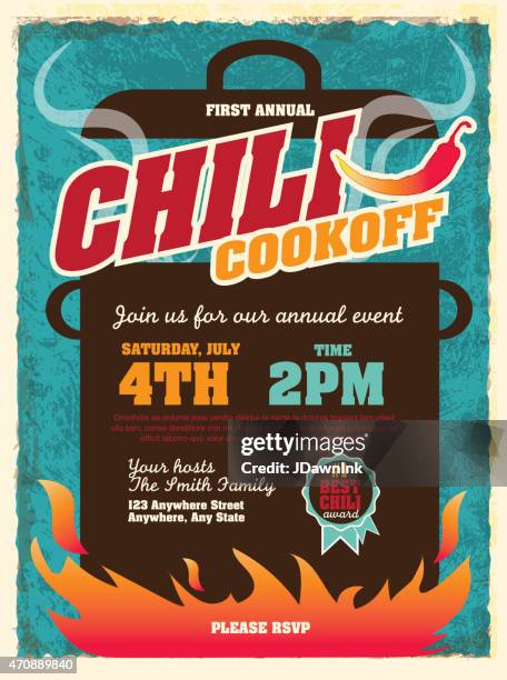 cute chili cookoff party invitation design template - chilli pepper 幅插畫檔、美工圖案、卡通及圖標