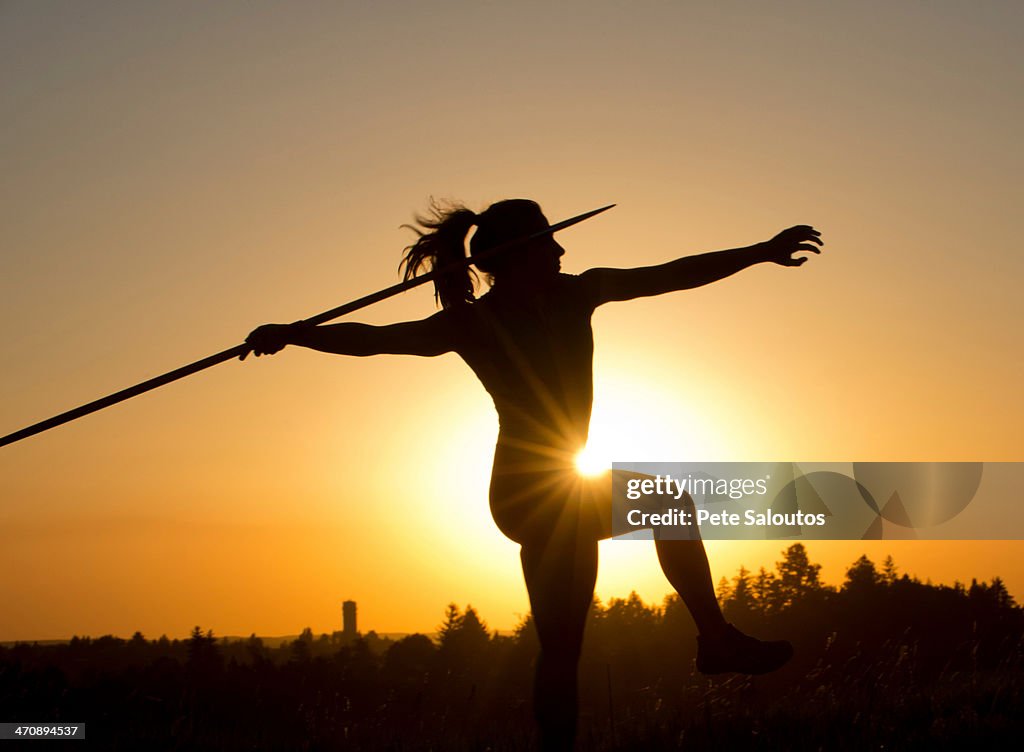 Athlete throwing javelin