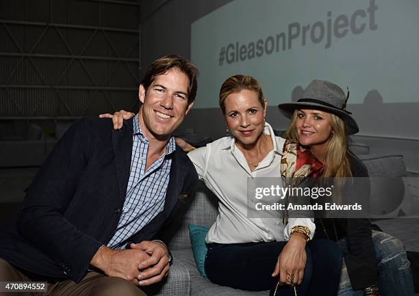 Former NFL player Scott Fujita, actress Maria Bello and activist Clare Munn attend a special preview of 'The Gleason Project' at ZEFR Warehouse on...