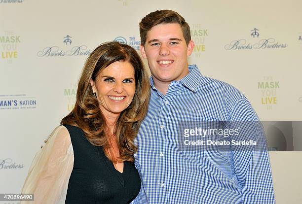 Journalist Maria Shriver and son Christopher Schwarzenegger attend as Brooks Brothers presents "The Mask You Live In" Los Angeles premiere at the...