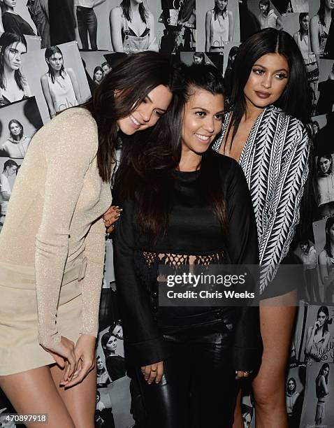 Model Kendall Jenner and tv personalities Kourtney Kardashian and Kylie Jenner attend Opening Ceremony and Calvin Klein Jeans' celebration launch of...