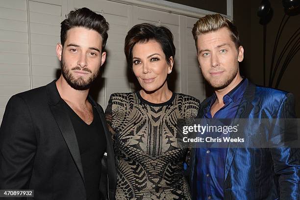 Artist Michael Turchin and tv personalities Kris Jenner and Lance Bass attend Opening Ceremony and Calvin Klein Jeans' celebration launch of the...