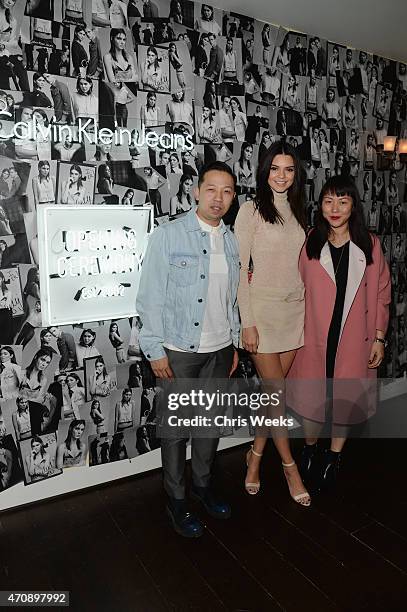 Model Kendall Jenner and founders and designers of Opening Ceremony Humberto Leon and Carol Lim attend Opening Ceremony and Calvin Klein Jeans'...