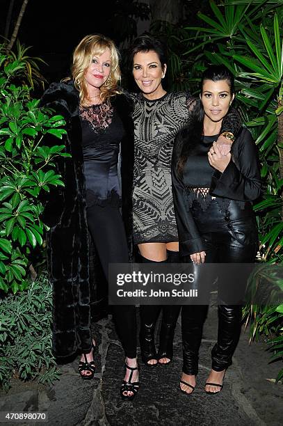 Actress Melanie Griffith and tv personalities Kris Jenner and Kourtney Kardashian attend Opening Ceremony and Calvin Klein Jeans' celebration launch...