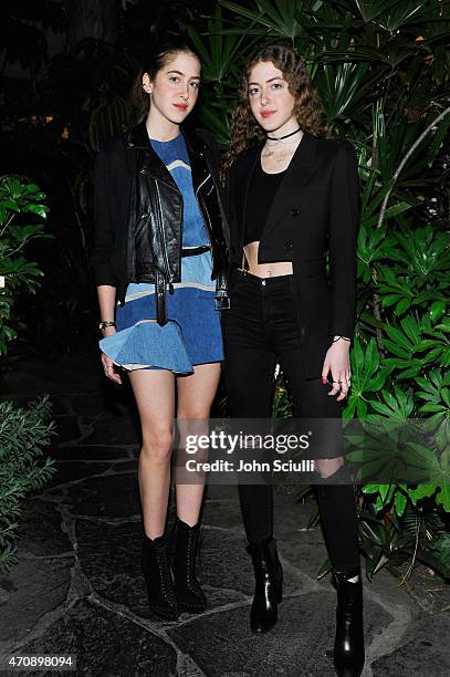 Fashion designers Sama Khadra and Haya Khadra attend Opening Ceremony and Calvin Klein Jeans' celebration launch of the #mycalvins Denim Series with...