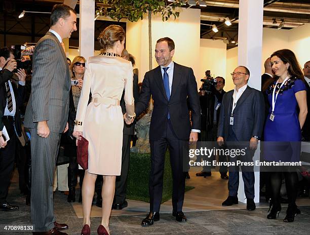 Prince Felipe and Princess Letizia of Spain attend the opening of the International Contemporary Art Fair ARCO 2014 at Ifema on February 20, 2014 in...