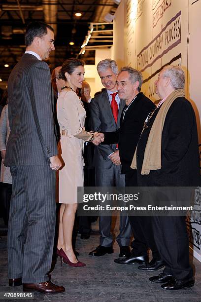 Prince Felipe , Princess Letizia of Spain, Juan Mari Arzak and Ferran Adria attend the opening of the International Contemporary Art Fair ARCO 2014...