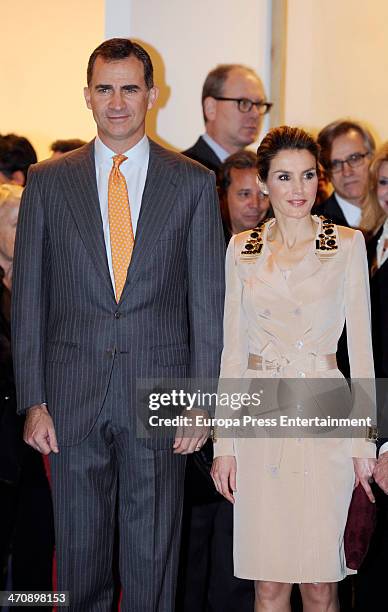 Prince Felipe and Princess Letizia of Spain attend the opening of the International Contemporary Art Fair ARCO 2014 at Ifema on February 20, 2014 in...