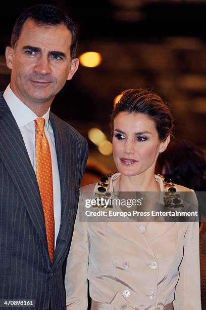 Prince Felipe and Princess Letizia of Spain attend the opening of the International Contemporary Art Fair ARCO 2014 at Ifema on February 20, 2014 in...