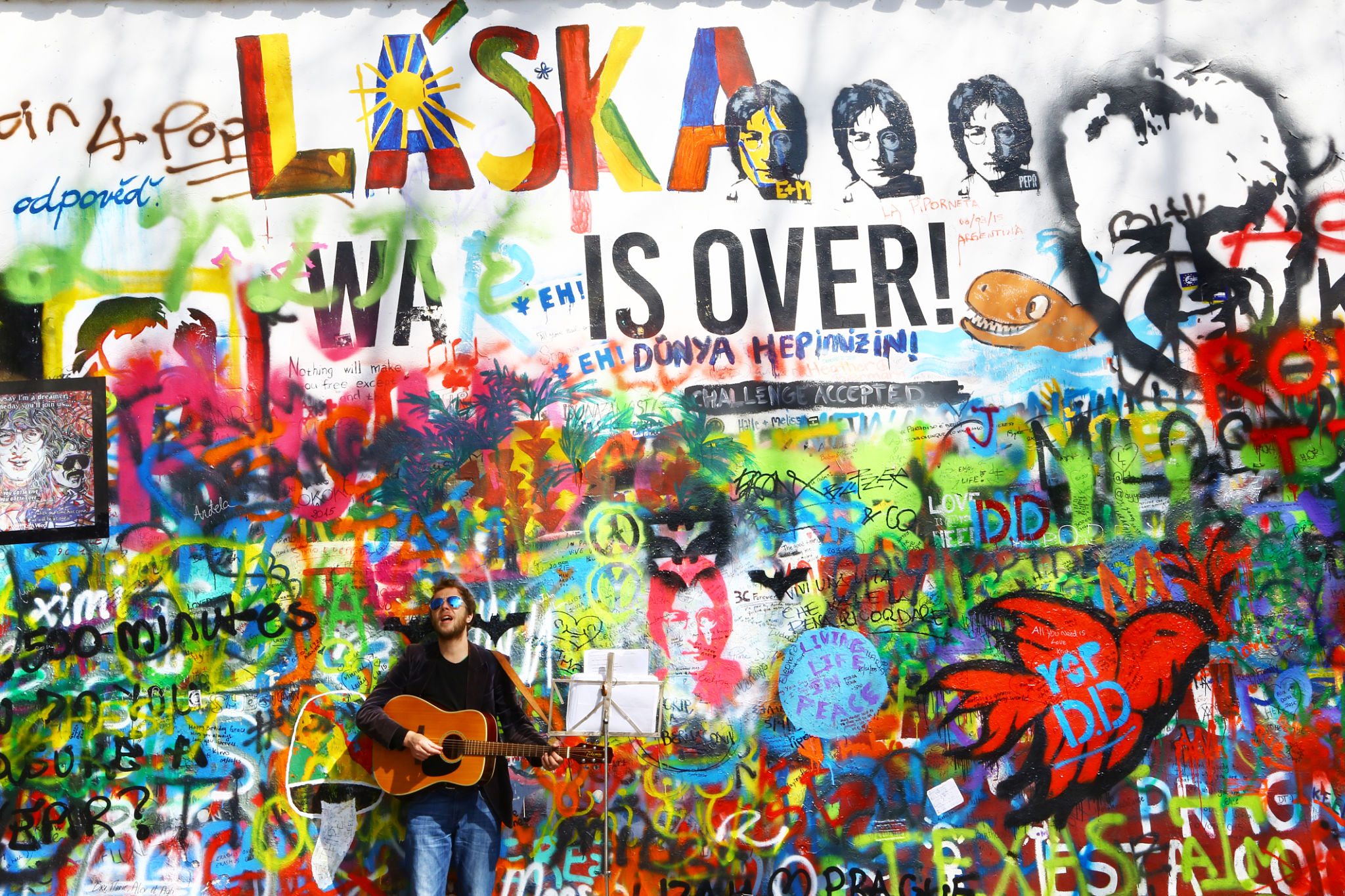 Musician At John Lennon Wall, Prague Musician At John Lennon Wall, Prague