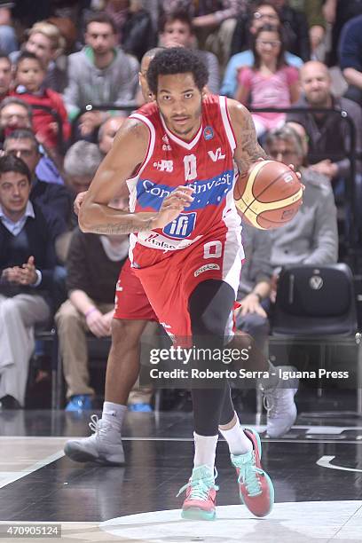 LaQuinton Ross of Consultinvest in action during the LegaBasket match between Virtus Granarolo Bologna and Consultinvest Pesaro at Unipol Arena on...