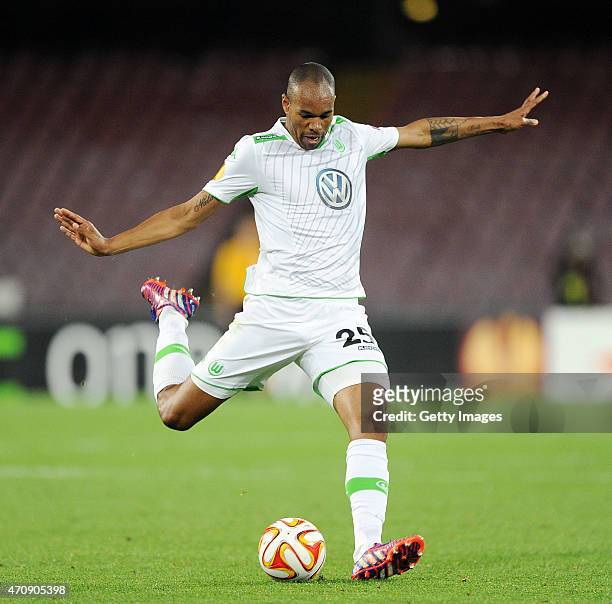 Josuha Guilavogui of Wolfsburg in action during the UEFA Europa League quarter-final second leg match between SSC Napoli and VfL Wolfsburg on April...