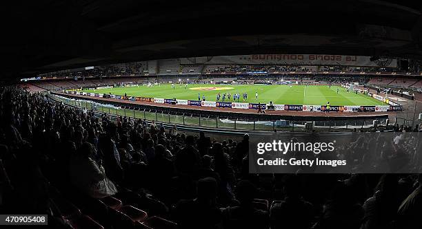 General view of the stadium ahead before the UEFA Europa League quarter-final second leg match between SSC Napoli and VfL Wolfsburg at Stadio San...