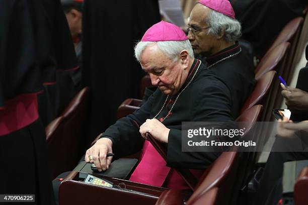 Archbishop of Westminster and cardinal designate Vincent Nichols attends the morning session of Extraordinary Consistory on the themes of Family at...