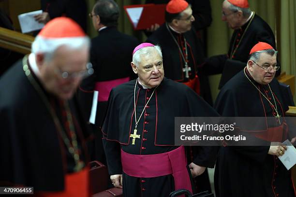 German archbishop and cardinal designate Gerhard Ludwig Muller attends the morning session of Extraordinary Consistory on the themes of Family at the...