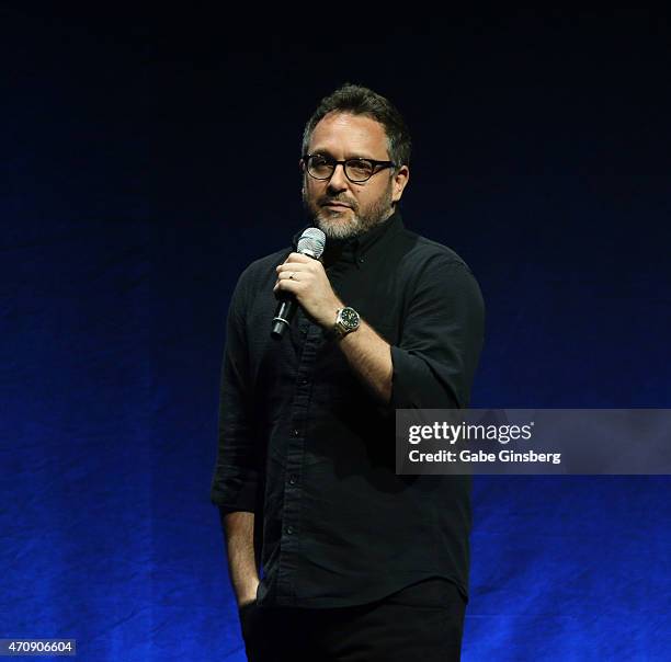 Director Colin Trevorrow speaks at Universal Pictures Special Presentation Summer of 2015 and Beyond during 2015 CinemaCon at The Colosseum at...