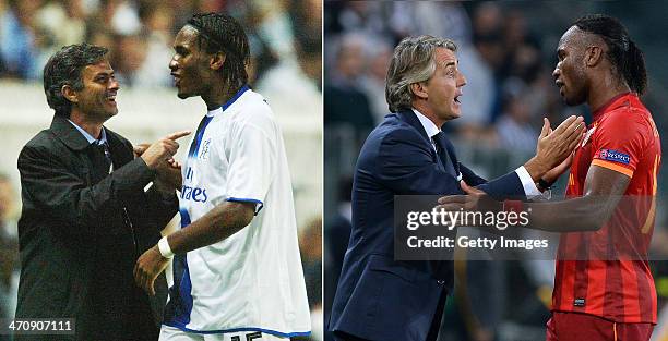 Image Numbers 51305246 and 182938246) In this composite image a comparison has been made between Chelsea Manager Jose Mourinho and Galatasaray AS...