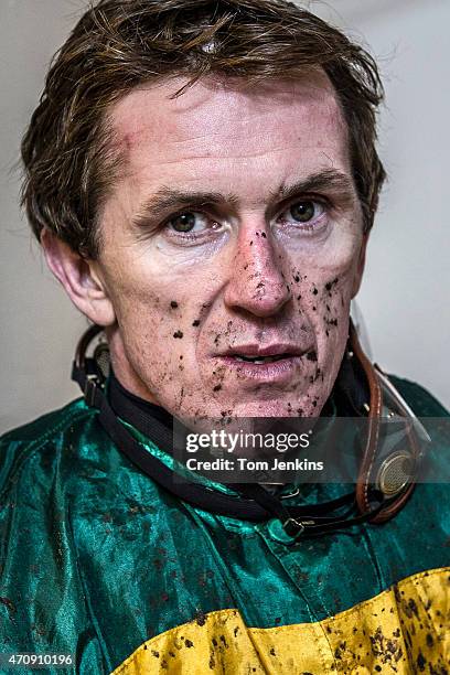 Horse Jockey AP McCoy poses for a portrait after racing at Southwell racecourse in the weighing room on November 8, 2013 in Southwell,England.