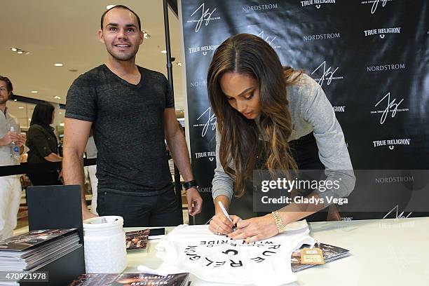 Joan Smalls meets customers of her True Religion Collection event at Nordstrom San Juan on April 4, 2015 in San Juan, Puerto Rico.