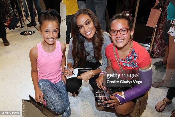 Joan Smalls meets customers of her True Religion Collection event at Nordstrom San Juan on April 4, 2015 in San Juan, Puerto Rico.