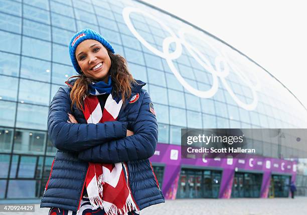 Lolo Jones of the USA Bobsled team poses in the Olympic Park during the Sochi 2014 Winter Olympics on February 20, 2014 in Sochi, Russia.