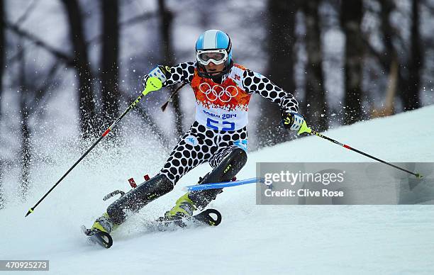 Macarena Simari Birkner of Argentina in action during the Women's Slalom during day 14 of the Sochi 2014 Winter Olympics at Rosa Khutor Alpine Center...