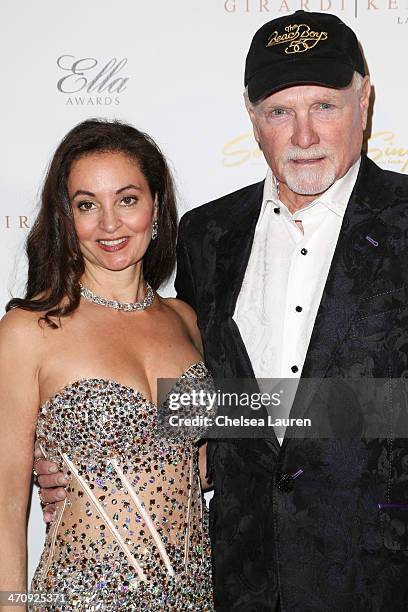 Singer Mike Love of the Beach Boys and wife Jacqueline Piesen arrive at the 21st ELLA Awards at The Beverly Hilton Hotel on February 20, 2014 in...