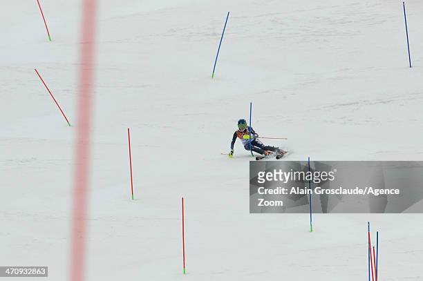 Mikaela Shiffrin of the USA competes during the Alpine Skiing Women's Slalom at the Sochi 2014 Winter Olympic Games at Rosa Khutor Alpine Centre on...