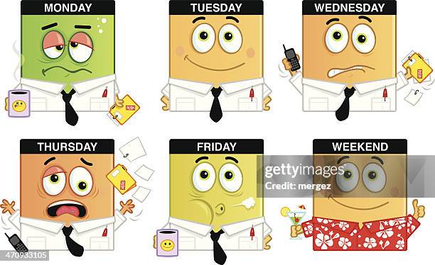 days of the week - monday friday stock illustrations