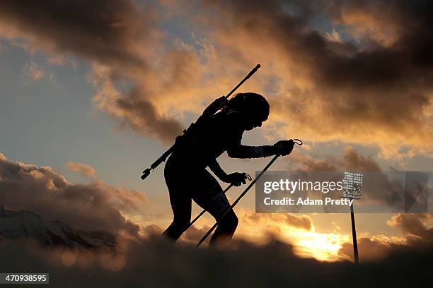 Susan Dunklee of the United States competes during the Women's 4 x 6 km Relay during day 14 of the Sochi 2014 Winter Olympics at Laura Cross-country...