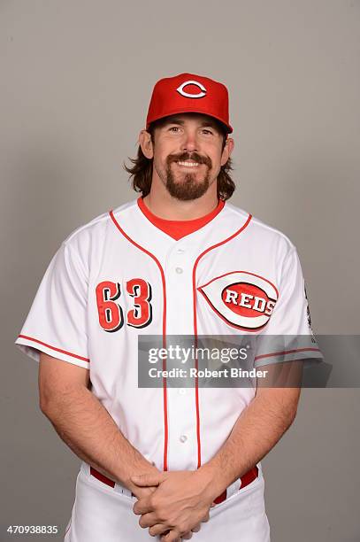 Sam LeCure of the Cincinnati Reds poses during Photo Day on Thursday, February 20, 2014 at Goodyear Ballpark in Goodyear, Arizona.