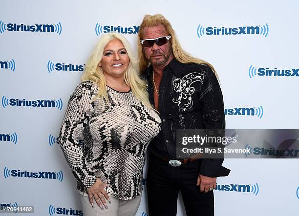 Beth Chapman and Dog the Bounty Hunter, Duane Chapman visits the SiriusXM Studios on April 24, 2015 in New York City.