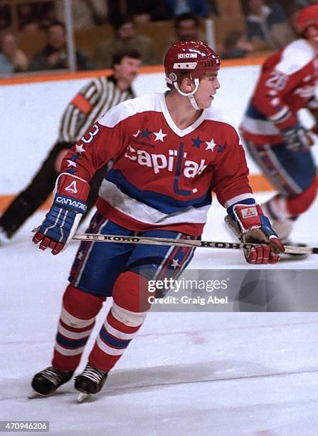 Scott Stevens of the Washington Capitals skates up ice against the Toronto Maple Leafs at Maple Leaf Gardens in Toronto. Ontario, Canada, on December...