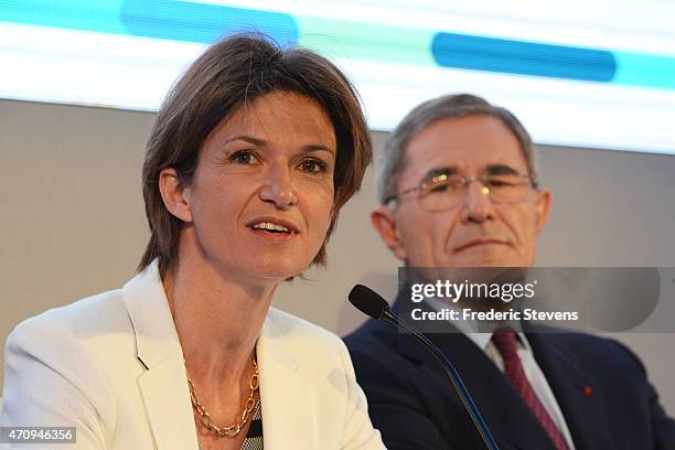 French electricity and gas company GDF Suez chief executive, Gerard Mestrallet and GDF Suez' Deputy Chief Executive Officer, Isabelle Kocher attend a...