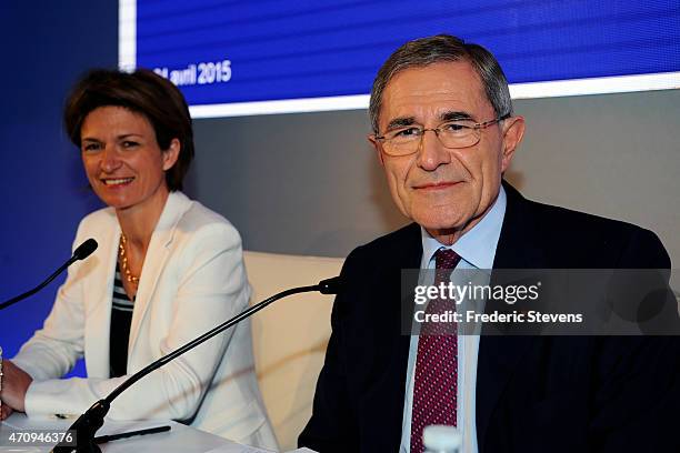 French electricity and gas company GDF Suez chief executive, Gerard Mestrallet and GDF Suez' Deputy Chief Executive Officer, Isabelle Kocher attend a...