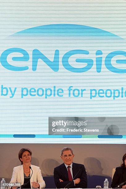 French electricity and gas company GDF Suez chief executive, Gerard Mestrallet and GDF Suez' Deputy Chief Executive Officer, Isabelle Kocher attend a...